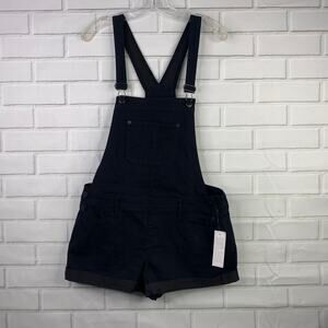 NWT NoBo black denim shortalls overall shorts cotton blend juniors medium 7 9